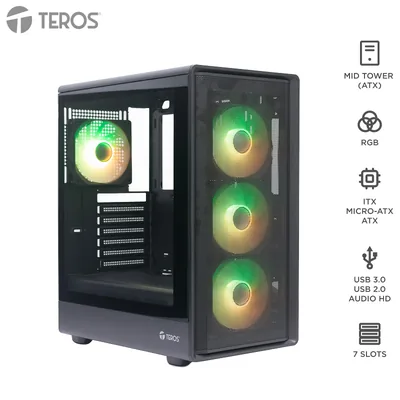 Foto 14 de Case sin fuente gamer TEROS TE-1323G, MidTower, ATX / MICRO-ATX / ITX, USB-A, Audio