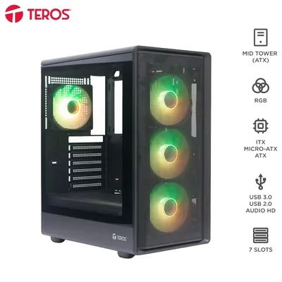 Foto 15 de Case sin fuente gamer TEROS TE-1323G, MidTower, ATX / MICRO-ATX / ITX, USB-A, Audio