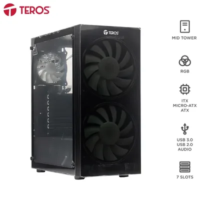 Foto 8 de Case sin fuente gamer TEROS TE-1333G, Mid Tower, ATX/MICRO-ATX/ITX, USB-A, Audio