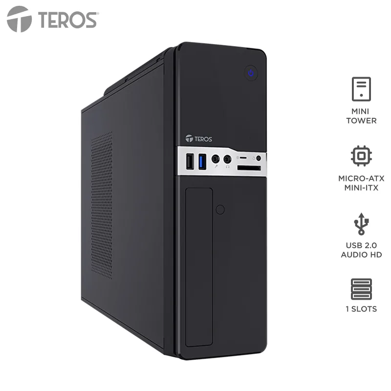 Case con fuente TEROS TE-1032S, Slim, MICRO-ATX / MINI-ITX, USB, Audio, 250W