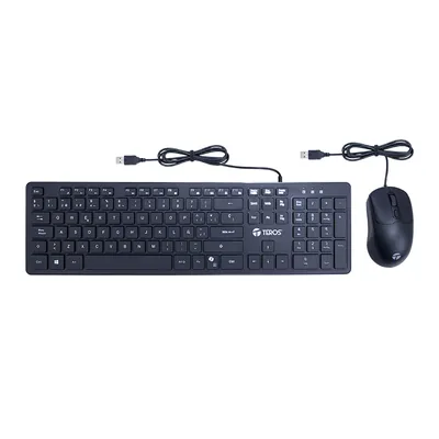 Foto 4 de Combo Kit alámbrico teclado y mouse TEROS TE-5019S, USB, Tecla Copilot en el teclado