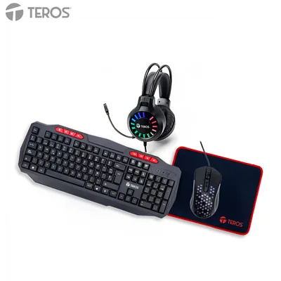 Foto 9 de Kit 4 en 1 Teclado + Mouse + Auriculares + Mousepad TEROS TE-5014S