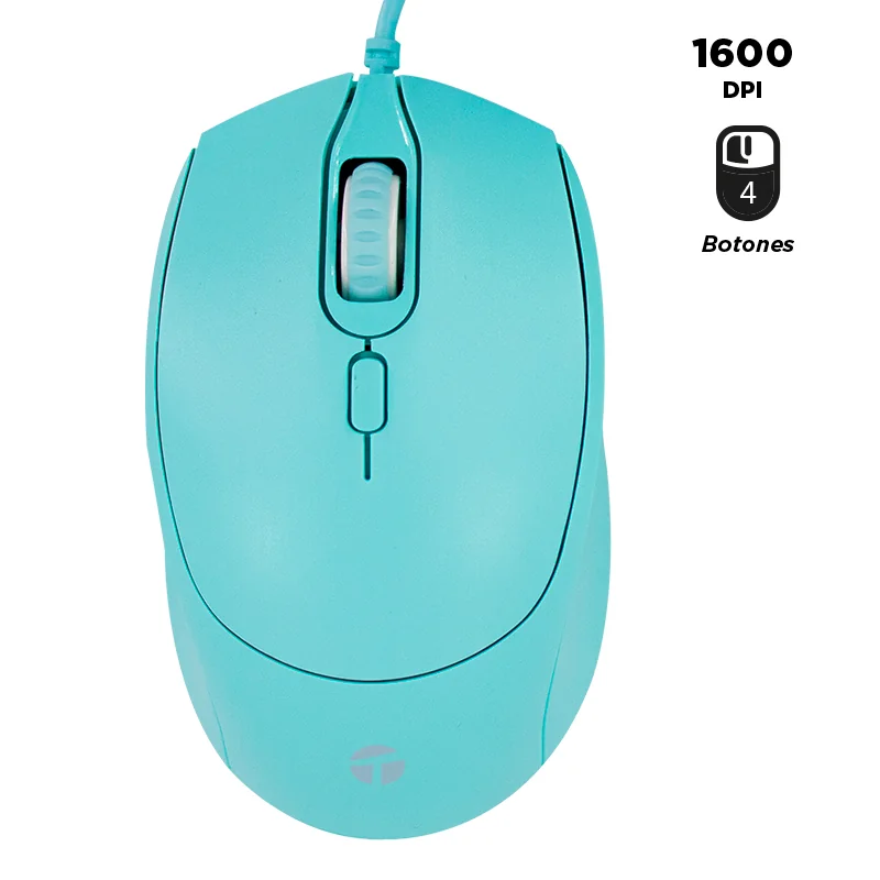 Mouse alámbrico TEROS TE-1227S, 1600 DPI, USB