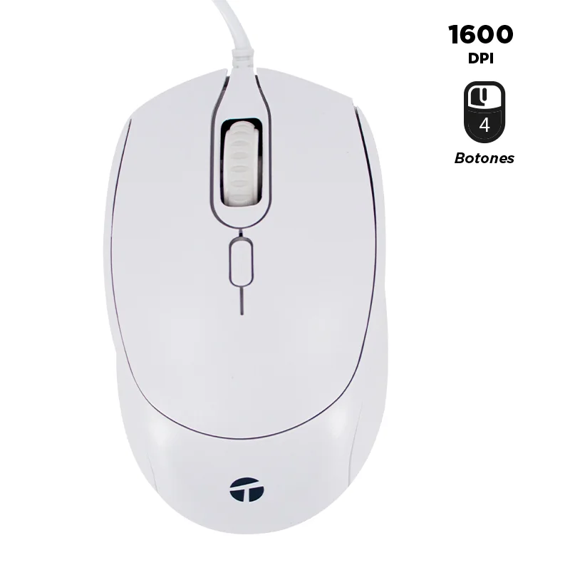 Mouse alámbrico TEROS TE-1225S, 1600 DPI, USB