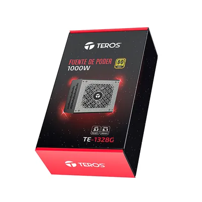 Foto 2 de Fuente de alimentación gamer TEROS TE-1328G, Formato ATX, 1000W, 100V/240V, 80 PLUS GOLD